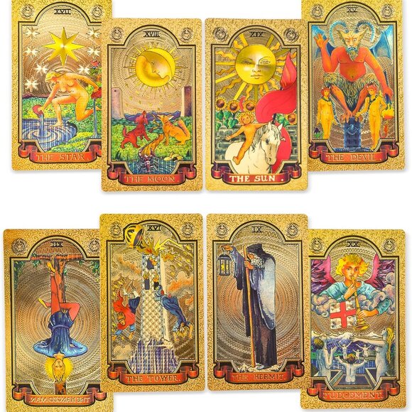 78 Gold foil Tarot Cards with Guide Book Tarot Deck for Beginners and Profession - Picture 1 of 7